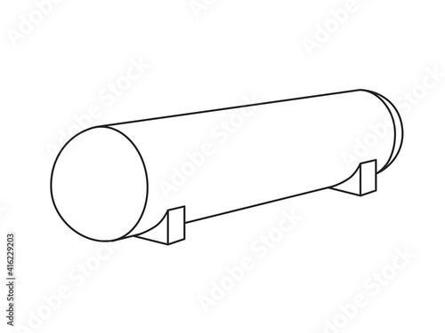 Industrial vector illustration of a petrol, oil, or water tank isolated on 
a transparent background. Round, cylindrical fuel tank model with Metal stairs