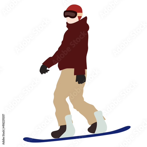 Illustration of snowboarder (white background, vector, cut out)