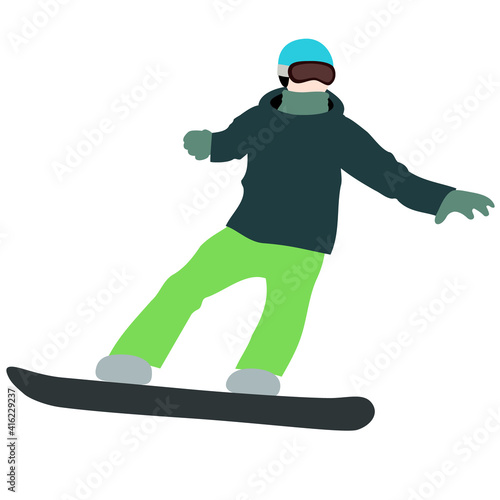 Illustration of snowboarder (white background, vector, cut out)