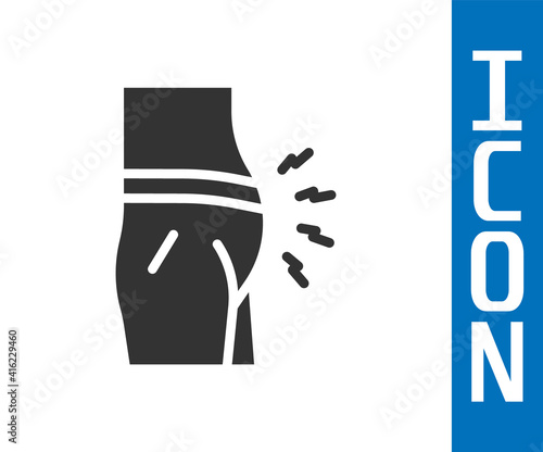 Grey Abdominal bloating icon isolated on white background. Constipation or diarrhea. Vector.