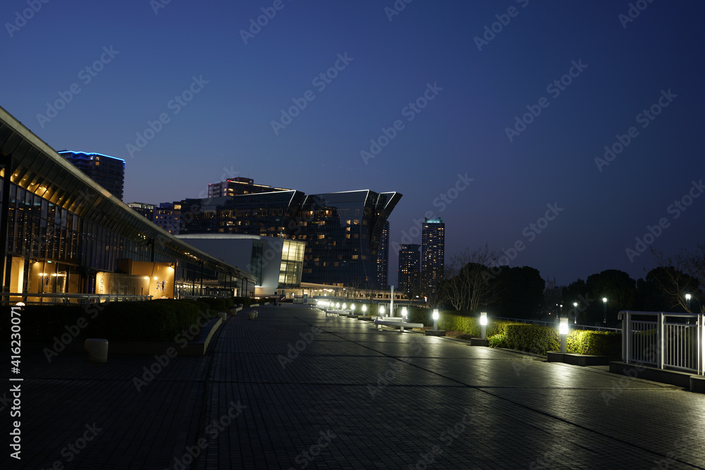 a roat of Minatomirai , Yokohama with night a roat of Minatomirai , Yokohama with night