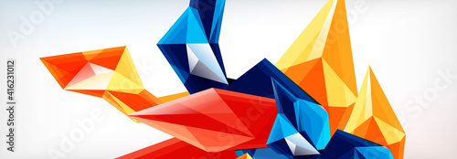 Vector 3d triangles and pyramids abstract background for business or technology presentations, internet posters or web brochure covers