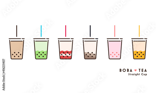 Boba tea liner illustration, Milk tea with black pearl, Boba milk tea, Pearl milk te, Yummy drinks