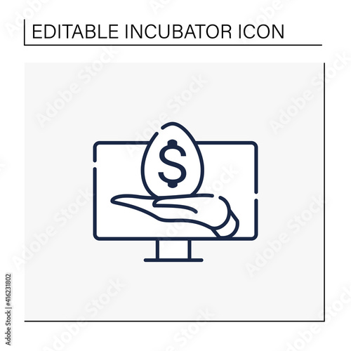 Virtual business incubator line icon. Coordination in acquisition of financial sustainability online. Favourable environment for startup. Business concept. Isolated vector illustration.Editable stroke