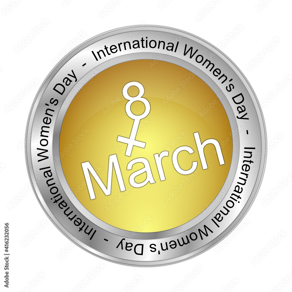International Women's Day Button - 8 March - 3D illustration International Women's Day Button - 8 March - 3D illustration