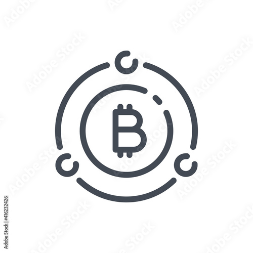Bitcoin network line icon. Cryptocurrency and Blockchain vector outline sign.