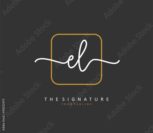 EL Initial letter handwriting and signature logo. A concept handwriting initial logo with template element.