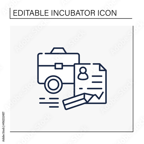 Register business line icon. Registration of new startup. Concluding contract, startup agreement. Lawful startup concept. Isolated vector illustration.Editable stroke