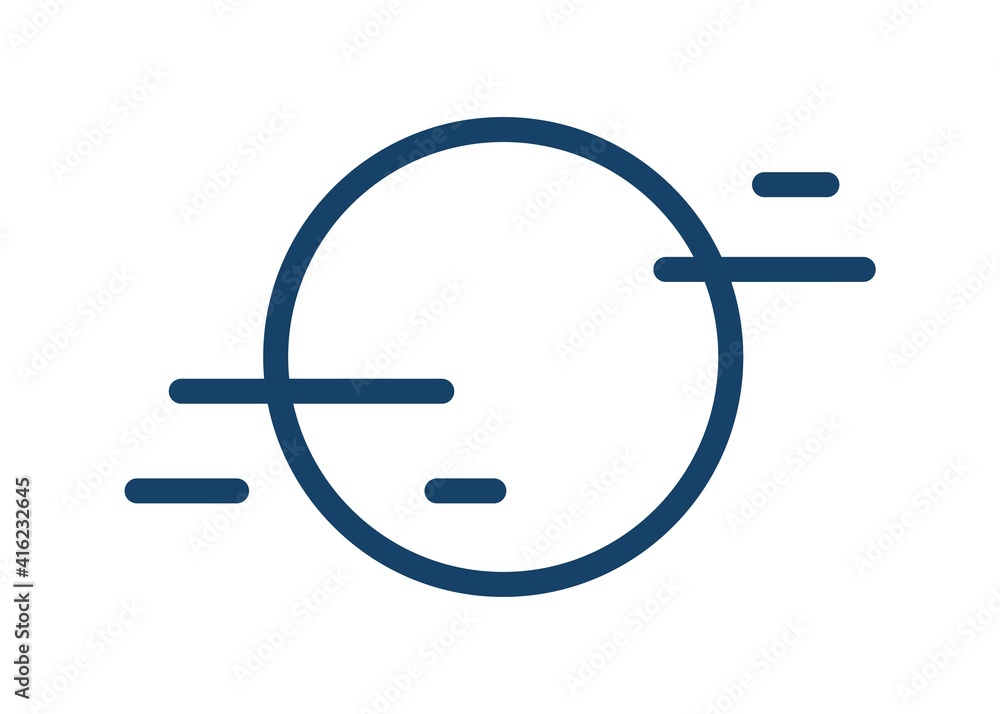 Simple icon with fog and full moon or sun disk. Symbol of foggy weather ...