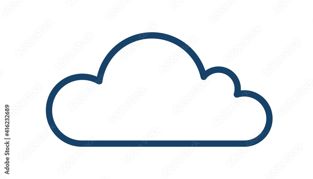 Simple linear icon of cloudy weather. Cloud shape in line art style. Contoured flat vector illustration isolated on white background Simple linear icon of cloudy weather. Cloud shape in line art style. Contoured flat vector illustration isolated on white background