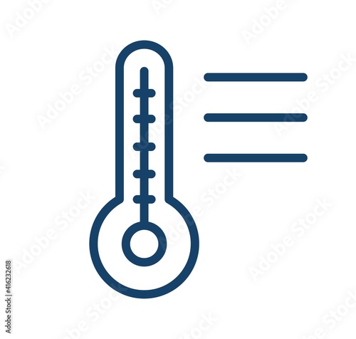 Mercury thermometer with temperature scale. Simple icon of thermometre in lin...
