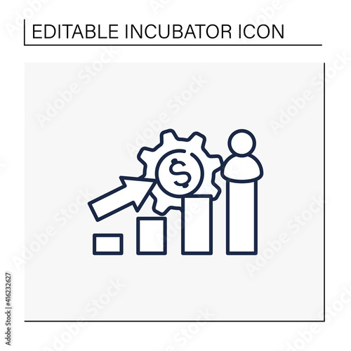 Growth business line icon.Gradually rise of business, reaches point for expansion. Successful company policy. Increasing money. Prosperous thrives concept. Isolated vector illustration.Editable stroke