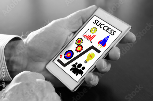 Success concept on a smartphone