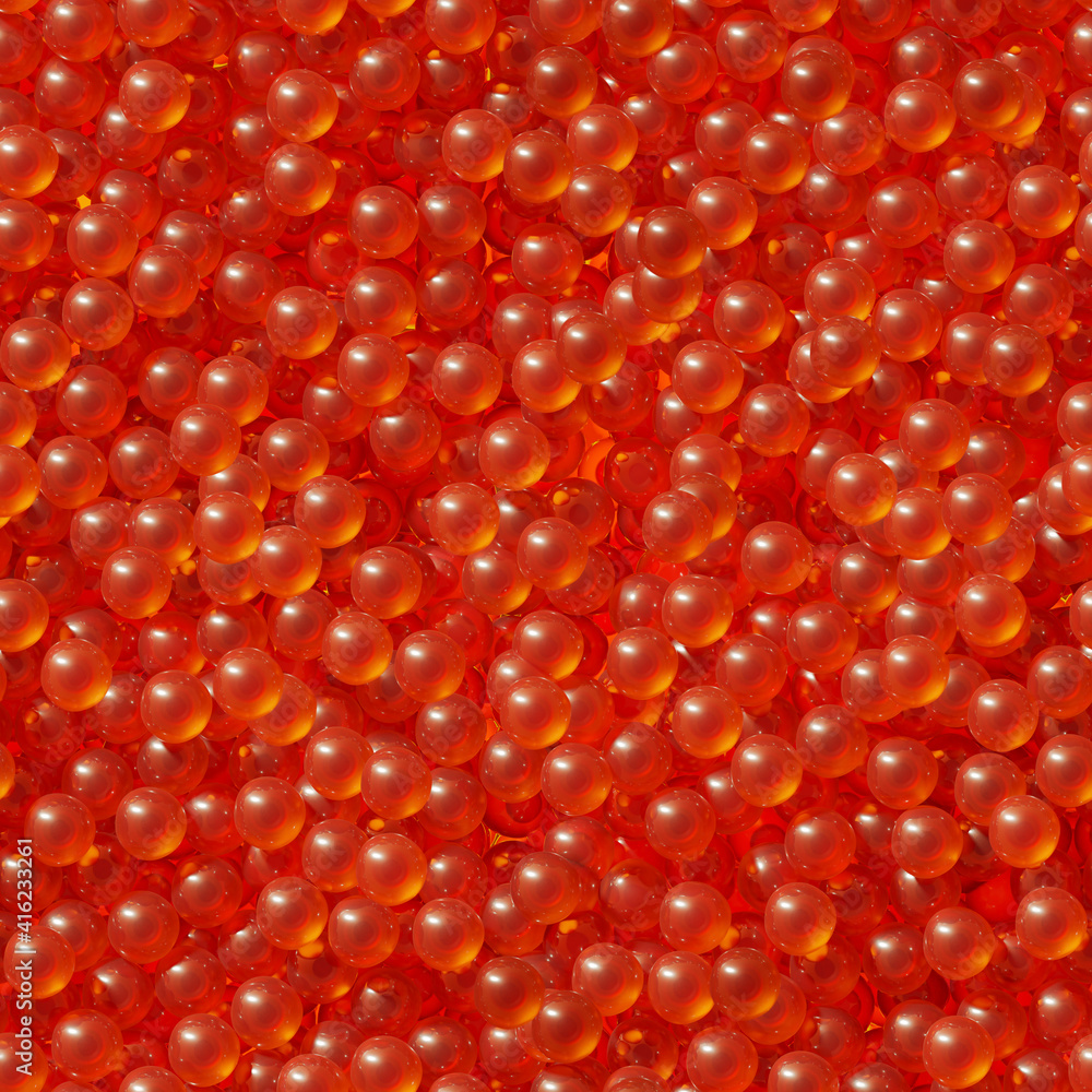 タイリング可能な「いくらの醤油漬け」のシームレステクスチャ / 3Dレンダリンググラフィックス / バックグラウンド素材 / 和食材マテリアル