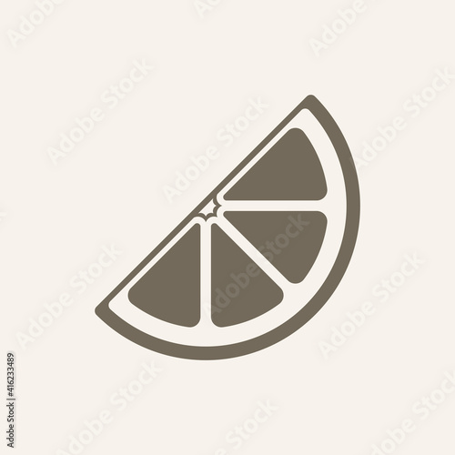 Citrus fruit wedge quarter slice logo icon silhouette design. Simple flat modern minimal clip art. Sign symbol for healthy diet, nutrition, vitamins etc. Lemon lime orange grapefruit.