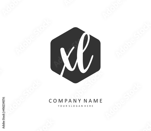 XL Initial letter handwriting and signature logo. A concept handwriting initial logo with template element.