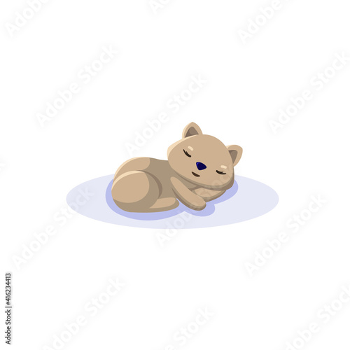 sleeping wombat cartoon animal curled up. Flat vector illustration isolated.