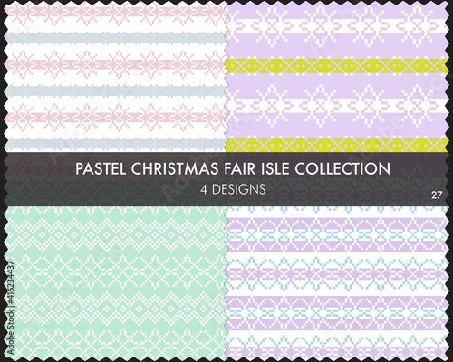 Pastel Christmas Fair Isle Seamless Pattern Collection