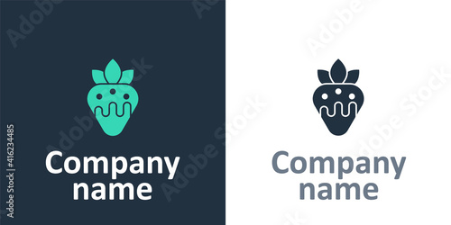 Logotype Strawberry in chocolate icon isolated on white background. Logo design template element. Vector.
