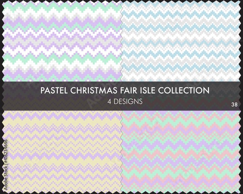 Pastel Christmas Fair Isle Seamless Pattern Collection