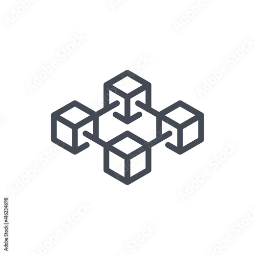 Blockchain line icon. Cryptocurrency blocks vector outline sign.