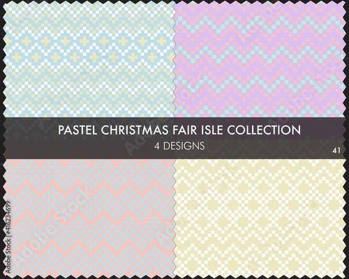 Pastel Christmas Fair Isle Seamless Pattern Collection