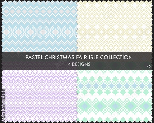 Pastel Christmas Fair Isle Seamless Pattern Collection