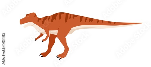 Tyrannosaurus rex or t-rex dino character. Extinct dinosaur of ancient jurassic period. Colored flat cartoon vector illustration isolated on white background