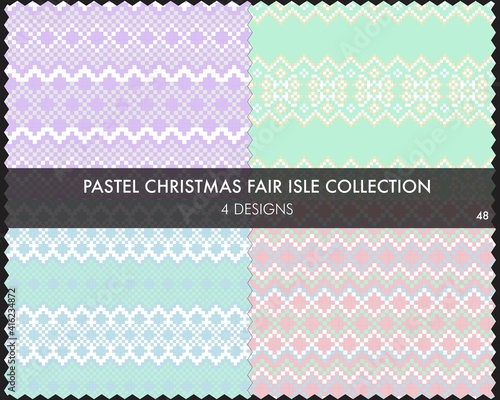 Pastel Christmas Fair Isle Seamless Pattern Collection