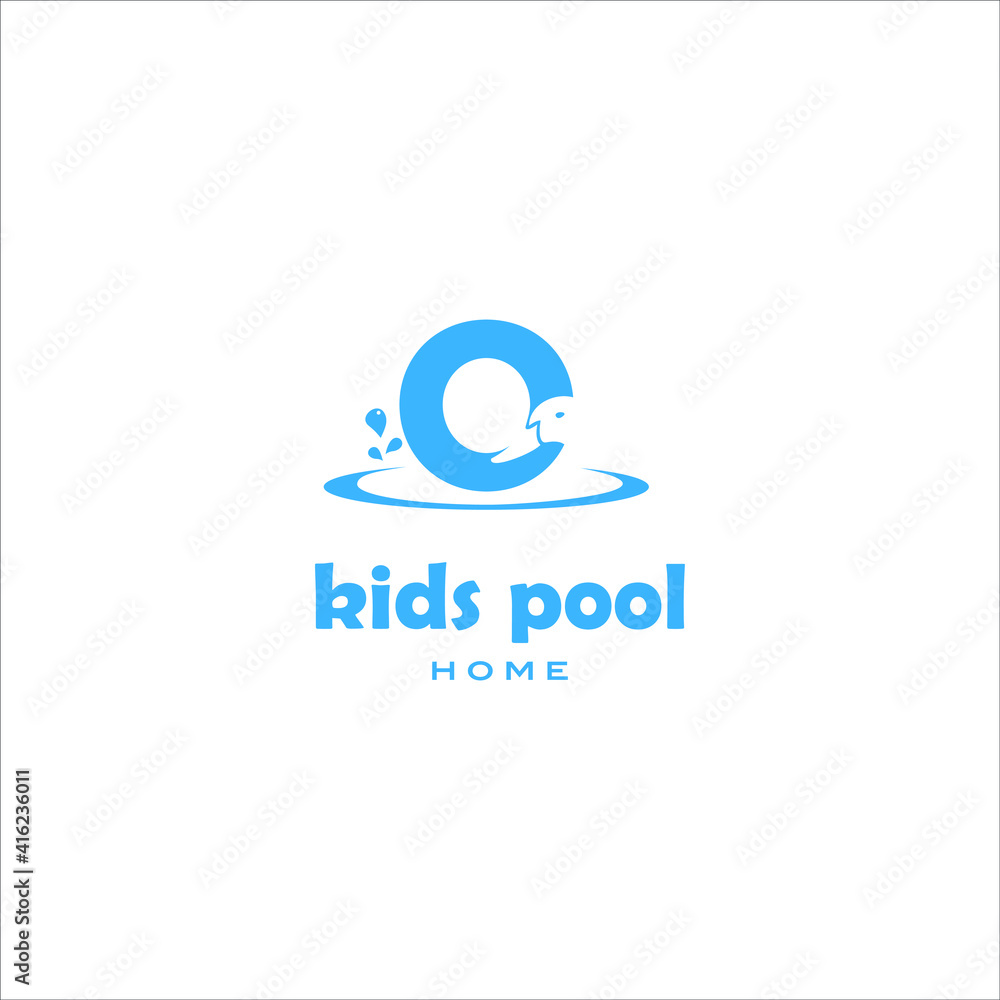 Letter O For  Children Swimming Pool and Kids Pool Logo design inspiration