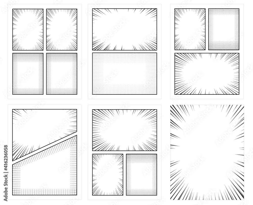 Fototapeta premium Set of comics blank template