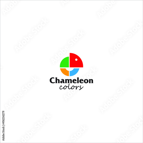 Modern fun and colorful abstract chameleon vector illustration. Animal logo template. Wildlife or fauna icon design inspiration