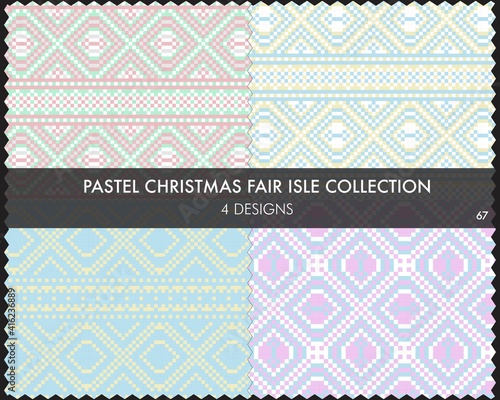 Pastel Christmas Fair Isle Seamless Pattern Collection