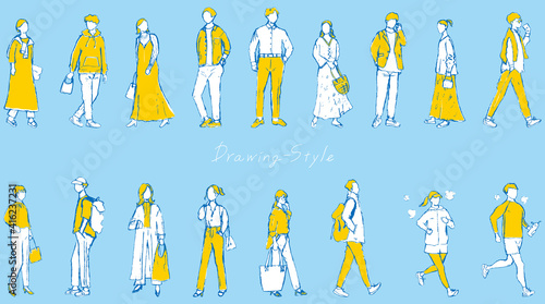 鉛筆描き　若者世代　男女セット