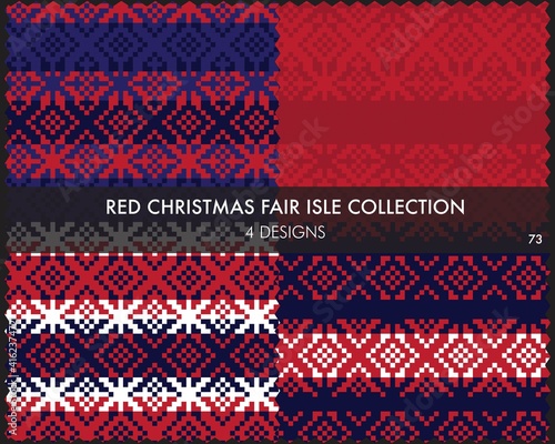 Red Christmas Fair Isle Seamless Pattern Collection