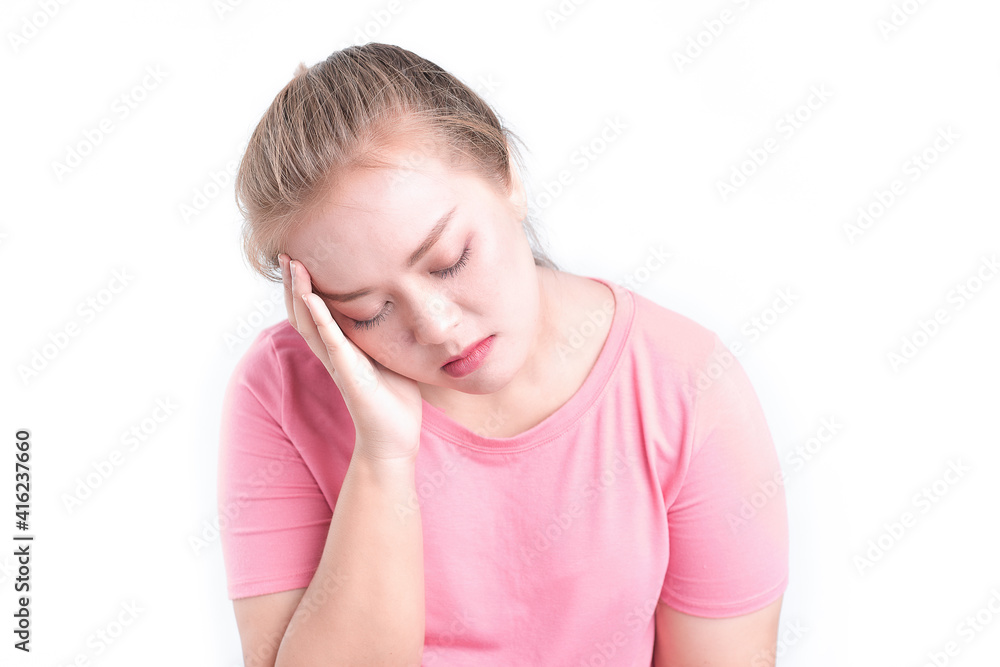Portrait of women anxiety, stress and headaches Portrait of women anxiety, stress and headaches