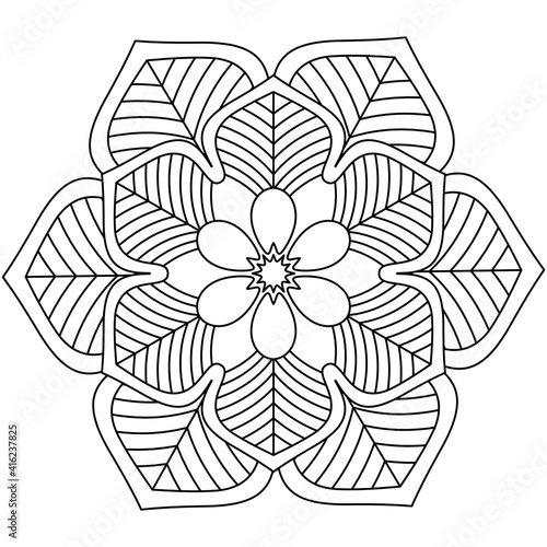 Simple Mandala Shape for Coloring. Vector Mandala. Floral. Flower. Oriental. Coloring Book Page. Outline.
