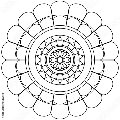 Simple Mandala Shape for Coloring. Vector Mandala. Floral. Flower. Oriental. Coloring Book Page. Outline.
