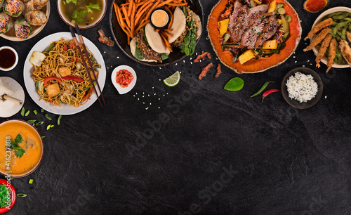 Various of asian meals on r...