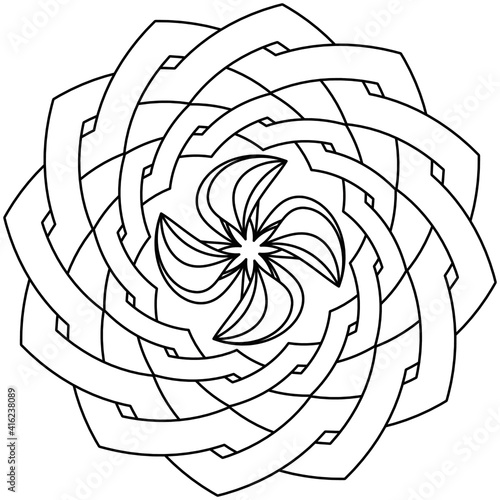 Simple Mandala Shape for Coloring. Vector Mandala. Floral. Flower. Oriental. Coloring Book Page. Outline.
