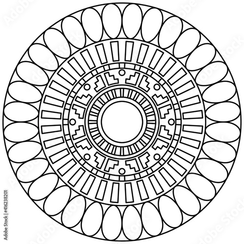 Simple Mandala Shape for Coloring. Vector Mandala. Floral. Flower. Oriental. Coloring Book Page. Outline.
