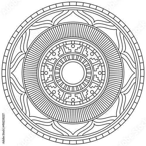 Simple Mandala Shape for Coloring. Vector Mandala. Floral. Flower. Oriental. Coloring Book Page. Outline.

