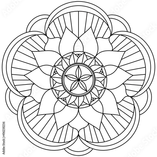 Simple Mandala Shape for Coloring. Vector Mandala. Floral. Flower. Oriental. Coloring Book Page. Outline.

