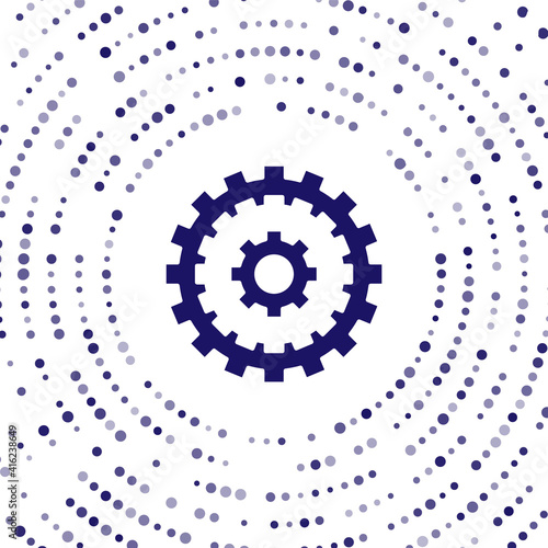 Blue Bicycle cassette mountain bike icon isolated on white background. Rear Bicycle Sprocket. Chainring crankset with chain. Abstract circle random dots. Vector.