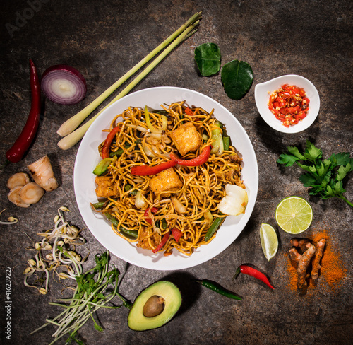 Various of asian meals on r...