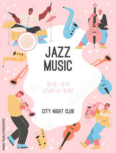 Vector poster of Jazz Music at City Night Club concept