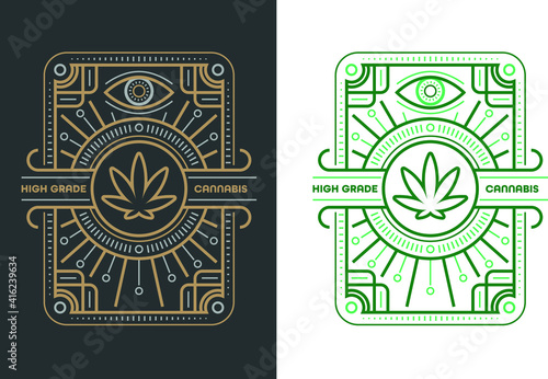 Cannabis label beautyful illustration element