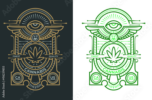 Cannabis label beautyful illustration element