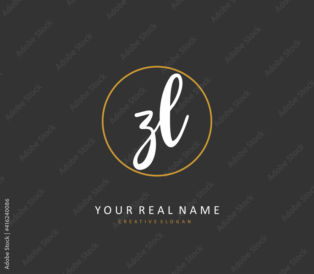 ZL Initial letter handwriting and signature logo. A concept handwriting initial logo with template element.