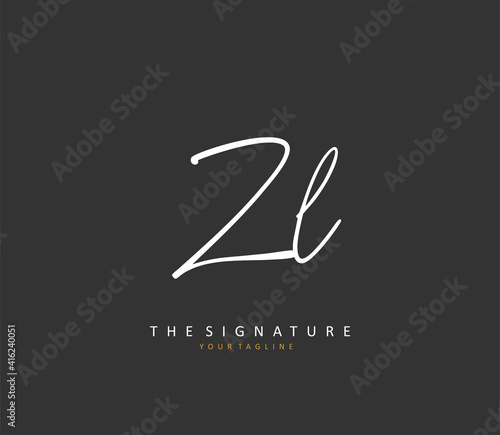 ZL Initial letter handwriting and signature logo. A concept handwriting initial logo with template element.